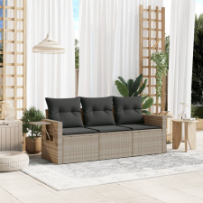 vidaXL 3 részes világosszürke polyrattan kerti ülőgarnitúra párnával kerti bútor