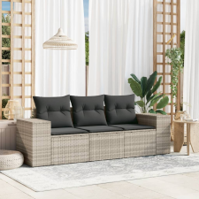 vidaXL 3 részes világosszürke polyrattan kerti ülőgarnitúra párnával kerti bútor