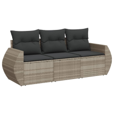 vidaXL 3 részes világosszürke polyrattan kerti ülőgarnitúra párnával (3253399) kerti bútor