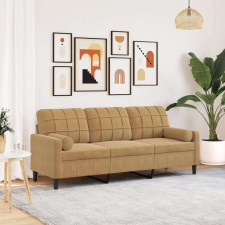 vidaXL 3 személyes barna bársony kanapé díszpárnákkal 180 cm bútor