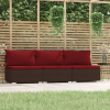 vidaXL 3-személyes barna polyrattan kanapé párnákkal