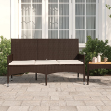 vidaXL 3 személyes barna polyrattan kerti kanapé párnával kerti bútor