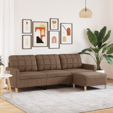 vidaXL 3 személyes barna szövet kanapé lábtartóval 210 cm bútor