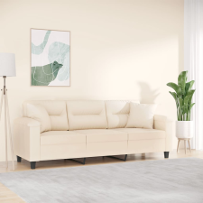 vidaXL 3 személyes bézs mikroszálas szövetkanapé párnákkal 180 cm bútor