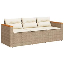 vidaXL 3 személyes bézs polyrattan kerti kanapé párnával (365831) kerti bútor