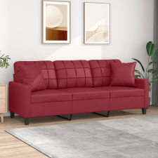 vidaXL 3 személyes bordó műbőr kanapé díszpárnákkal 180 cm bútor