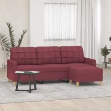 vidaXL 3 személyes bordó szövet kanapé lábtartóval 180 cm bútor