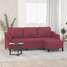 vidaXL 3 személyes bordó szövet kanapé lábtartóval 180 cm bútor