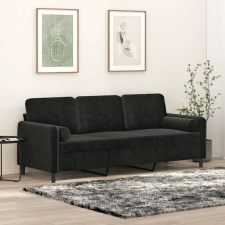 vidaXL 3 személyes fekete bársony kanapé díszpárnákkal 180 cm bútor