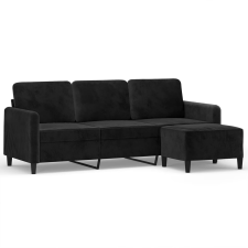 vidaXL 3 személyes fekete bársonykanapé lábtartóval 180 cm (3201179) bútor