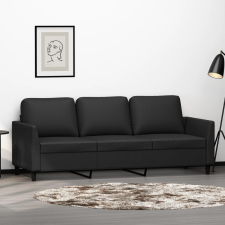 vidaXL 3 személyes fekete műbőr kanapé 180 cm bútor