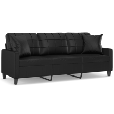 vidaXL 3 személyes fekete műbőr kanapé díszpárnákkal 180 cm (3200808) bútor