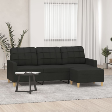 vidaXL 3 személyes fekete szövet kanapé lábtartóval 180 cm bútor