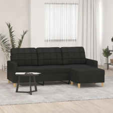 vidaXL 3 személyes fekete szövet kanapé lábtartóval 180 cm bútor