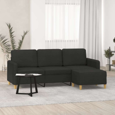 vidaXL 3 személyes fekete szövet kanapé lábtartóval 180 cm bútor