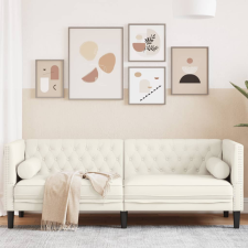 vidaXL 3 személyes krémszínű bársony Chesterfield kanapé párnákkal bútor