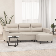 vidaXL 3 személyes krémszínű mikroszálas kanapé lábtartóval 180 cm bútor