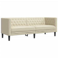 vidaXL 3 személyes krémszínű műbőr Chesterfield kanapé (372667) bútor