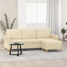 vidaXL 3 személyes krémszínű szövet kanapé lábtartóval 180 cm bútor