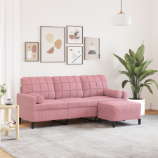 vidaXL 3 személyes rózsaszín bársonykanapé lábtartóval 180 cm bútor