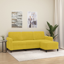 vidaXL 3 személyes sárga bársonykanapé lábtartóval 180 cm bútor