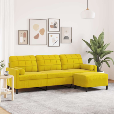 vidaXL 3 személyes sárga bársonykanapé lábtartóval 210 cm bútor