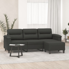 vidaXL 3 személyes sötétszürke mikroszálas kanapé lábtartóval 180 cm bútor