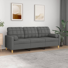 vidaXL 3 személyes sötétszürke szövet kanapé díszpárnákkal 180 cm bútor