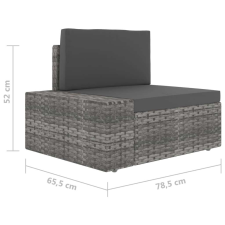vidaXL 3 személyes szürke elemes polyrattan kanapé kerti bútor