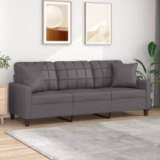 vidaXL 3 személyes szürke műbőr kanapé díszpárnákkal 180 cm bútor