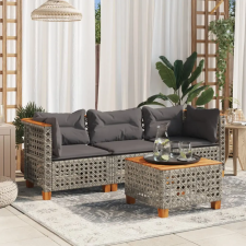 vidaXL 3 személyes szürke polyrattan kerti kanapé párnával kerti bútor