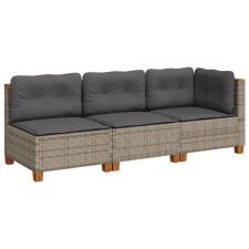 vidaXL 3 személyes szürke polyrattan kerti kanapé párnával (365921) kerti bútor