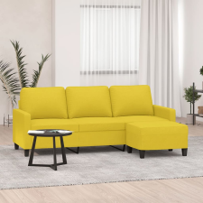 vidaXL 3 személyes világossárga szövet kanapé lábtartóval 180 cm bútor
