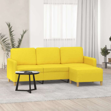 vidaXL 3 személyes világossárga szövet kanapé lábtartóval 180 cm bútor