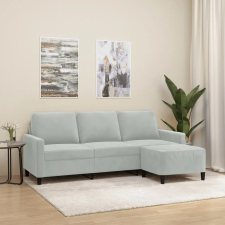 vidaXL 3 személyes világosszürke bársony kanapé lábtartóval 180 cm bútor