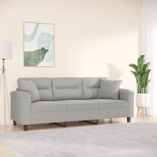 vidaXL 3 személyes világosszürke mikroszálas kanapé párnákkal 180 cm bútor