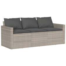 vidaXL 3 személyes világosszürke polyrattan kerti kanapé párnával kerti bútor
