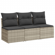 vidaXL 3 személyes világosszürke polyrattan kerti kanapé párnával (366194) kerti bútor
