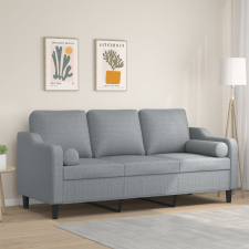 vidaXL 3 személyes világosszürke szövet kanapé díszpárnákkal 180 cm bútor