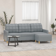 vidaXL 3 személyes világosszürke szövet kanapé lábtartóval 180 cm bútor