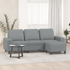 vidaXL 3 személyes világosszürke szövet kanapé lábtartóval 180 cm bútor