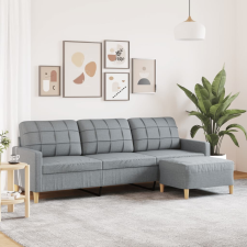 vidaXL 3 személyes világosszürke szövet kanapé lábtartóval 210 cm bútor
