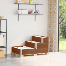 vidaXL 3 szintes barna tömör fenyőfa magaságyás 120 x 80 cm kerti tárolás