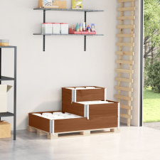 vidaXL 3 szintes barna tömör fenyőfa raklapmagasító 120 x 80 cm kerti tárolás