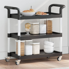 vidaXL 3 szintes fekete alumínium kocsi 77 x 34 x 72 cm bútor