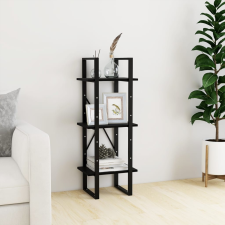 vidaXL 3-szintes fekete tömör fenyőfa könyvszekrény 40 x 30 x 105 cm bútor