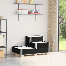 vidaXL 3 szintes fekete tömör fenyőfa raklapmagasító 120 x 80 cm kerti tárolás