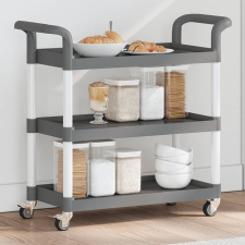 vidaXL 3 szintes szürke alumínium kocsi 77 x 34 x 72 cm bútor
