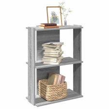 vidaXL 3 szintes szürke sonoma színű szerelt fa könyvespolc 60x30x80cm bútor