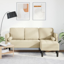vidaXL 3-üléses L-alakú kanapé Krém 160 cm Szövet bútor
